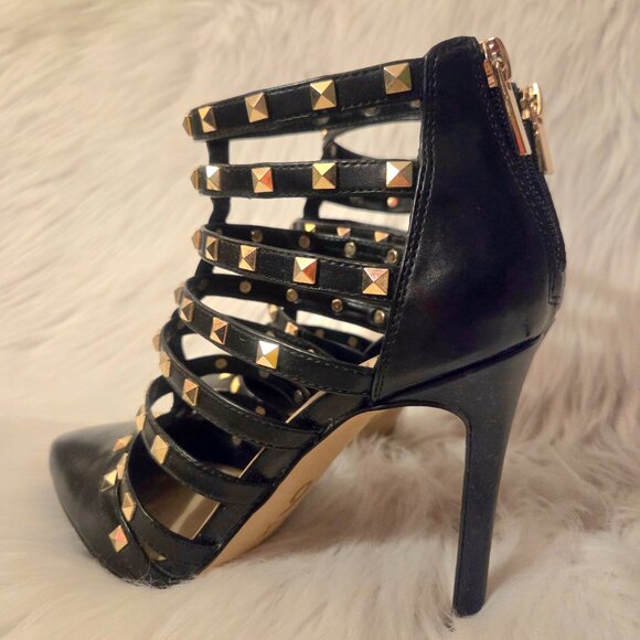 MIX No.6 Danela Black Leather Studded Embellished Stiletto Heel Pumps Size 7.5 - Picture 6 of 12